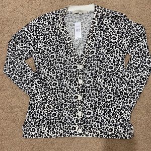 Loft animal print button down cardigan